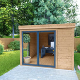 Bureau de jardin en bois massif 8,88m² - madriers 40mm traités teintés marron Gardy Shelter Ma boutique